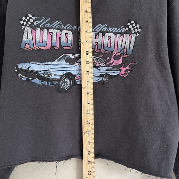 Hollister Pullover Sweatshirt Top L Auto Show Graphic California Raw Hem Gray - Picture 4 of 9